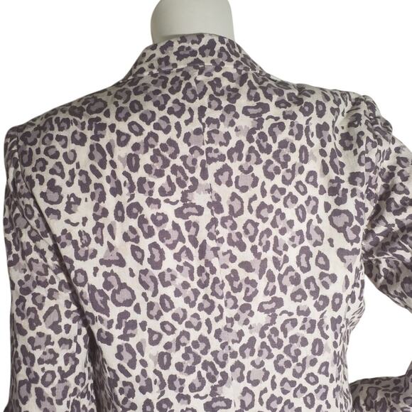 Rachel Zoe M Animal Print Linen Blend Lined Blazer - Picture 4 of 7